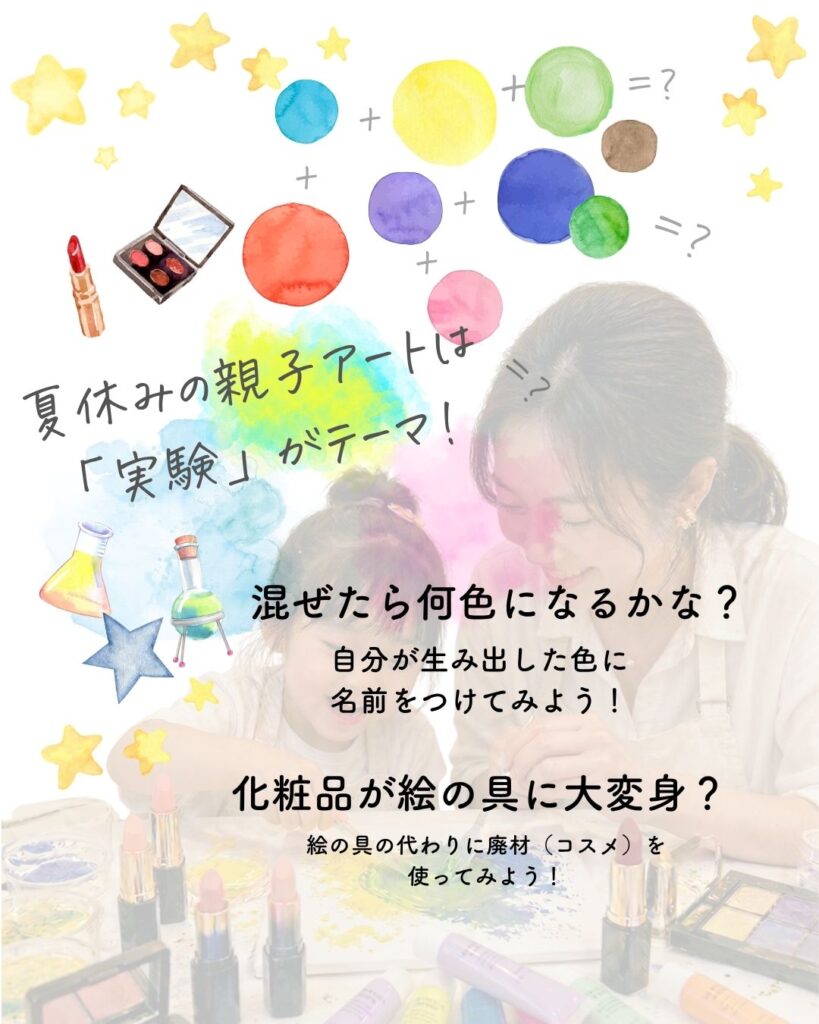 【募集中】使わなくなったコスメが魔法の絵の具に！？親子で楽しむ「カラー実験室」テクスチャーアート体験！の画像